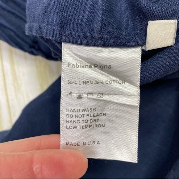 Fabiana Pigna Blue Linen Blend Forma Pants - Picture 6 of 9